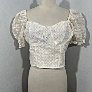 Hesperus Crop Top Womens XL Floral Daisy Babydoll‎ Y2K 90s Agejo Coquette